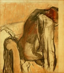 Après le bain; femme se séchant